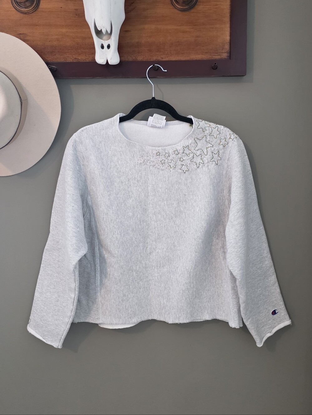 Champion Beaded Star Reverse Weave Sweatshirt Athleisure Loungewear Size Small